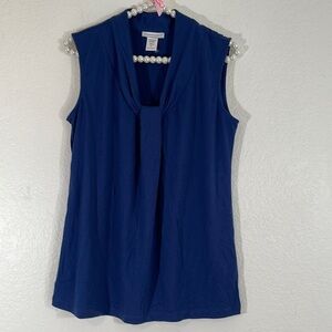 NEW YORK & COMPANY Sleeveless Knot-Front Design Blue Blouse Size Medium New